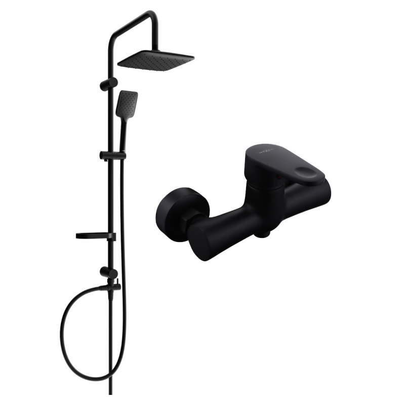 Mexen Sven nástěnný sprchový set s dešťovou sprchou a sprchovou baterií Kama, černý - 72540262-70