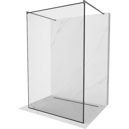 Mexen Kioto volně stojící sprchová stěna 130 x 200 cm, černý rámeček 8 mm, kartáčovaná šedá zbraň - 800-130-002-66-70