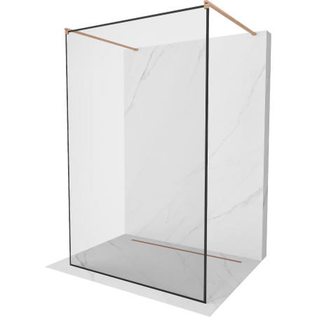 Mexen Kioto volně stojící sprchová stěna 110 x 200 cm, černý rámeček 8 mm, kartáčovaná měď - 800-110-002-65-70