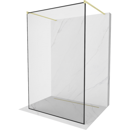 Mexen Kioto volně stojící sprchová stěna 140 x 200 cm, černý rám 8 mm, zlatý kartáčovaný - 800-140-002-55-70