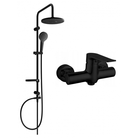 Mexen Erik nástěnný sprchový set s dešťovou sprchou a sprchovou baterií Pecos, černý - 72740205-70