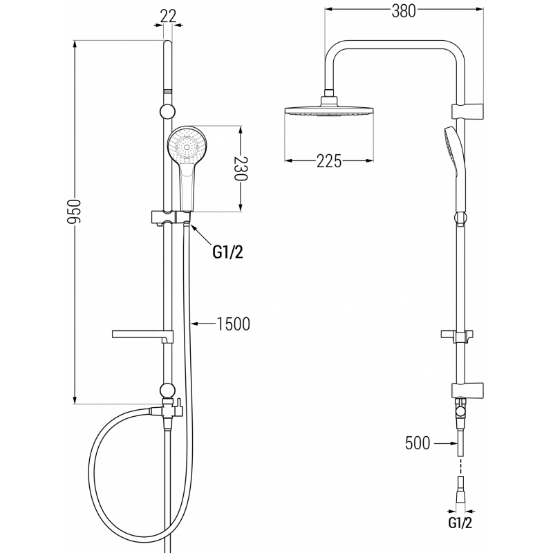 Mexen Erik nástěnný sprchový set s dešťovou sprchou a sprchovou baterií Pecos, chrom - 72740205-00