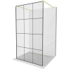 Mexen Kioto samostatná sprchová stěna 110 x 200 cm, černá mřížka 8 mm, zlatá kartáčovaná - 800-110-002-55-77