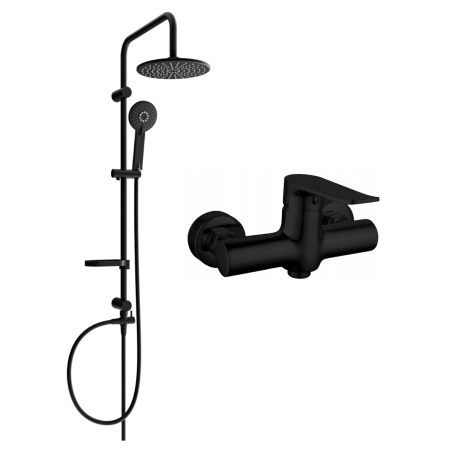 Mexen Carl nástěnná sprchová sada s dešťovou sprchou a sprchovou baterií Pecos, černá - 72740240-70