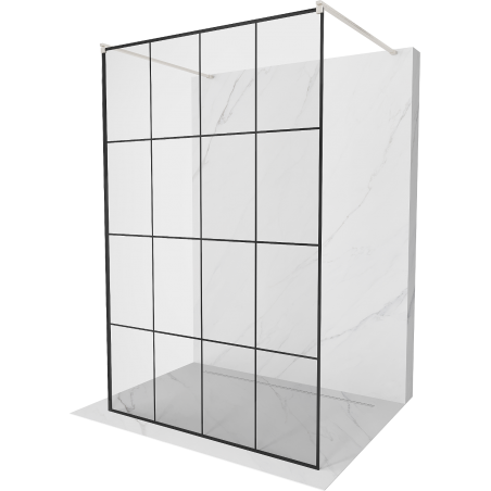 Mexen Kioto volně stojící sprchová stěna 140 x 200 cm, černá mřížka 8 mm, kartáčovaný nikl - 800-140-002-97-77