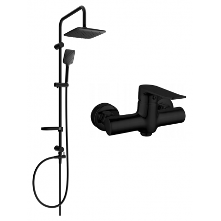 Mexen Sven nástěnná sprchová sada s dešťovou sprchou a sprchovou baterií Pecos, černá - 72740262-70
