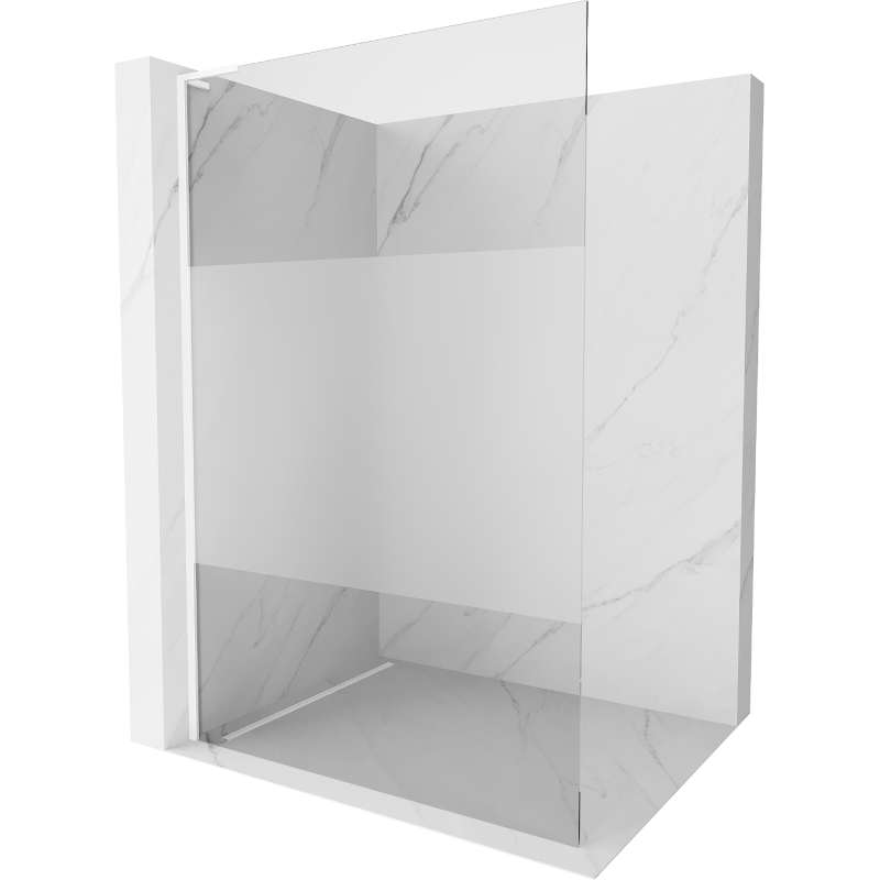 Mexen Kioto L sprchová stěna Walk-in 100 x 200 cm, průhledná/matná, bílá - 800-100-103-20-35