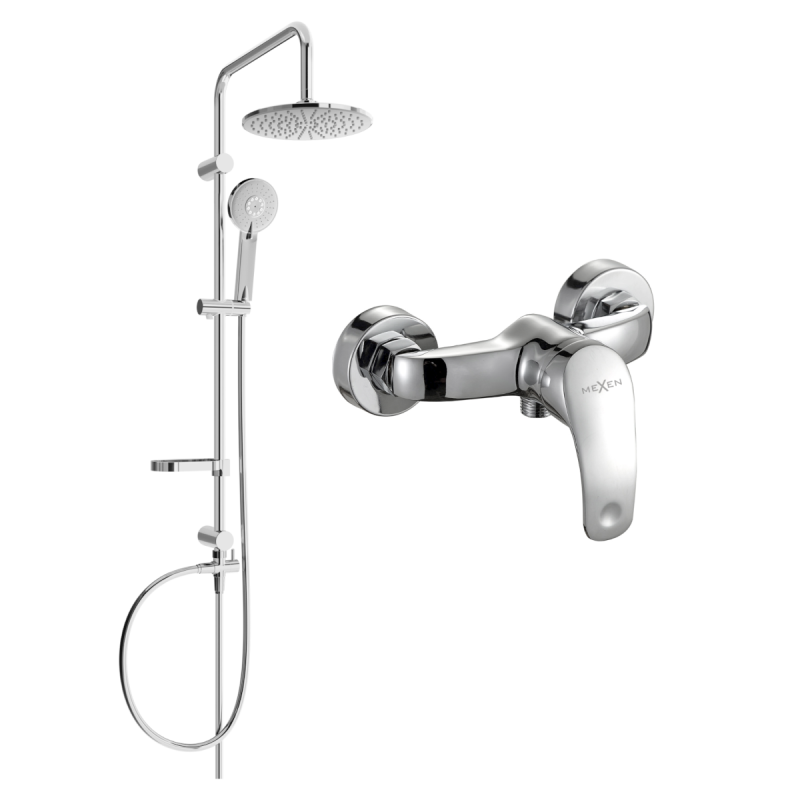 Mexen Carl nástěnná sprchová sada s dešťovou sprchou a sprchovou baterií Fabia, chrom - 746540240-00