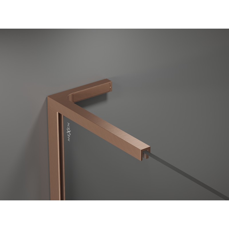 Mexen Kioto L sprchová stěna Walk-in 120 x 200 cm, transparentní/matná, kartáčovaná měď - 800-120-103-65-35