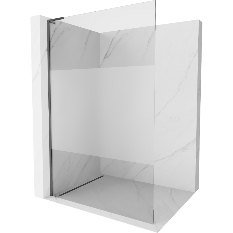 Mexen Kioto L sprchová stěna Walk-in 70 x 200 cm, transparentní/mléčné sklo, kartáčovaná šedá gun - 800-070-103-66-35