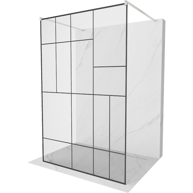 Mexen Kioto volně stojící sprchová stěna 110 x 200 cm, černý vzor 8 mm, kartáčovaný nikl - 800-110-002-97-78