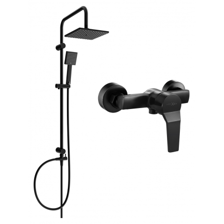 Mexen Tord nástěnná sprchová sada s dešťovou sprchou a sprchovou baterií Caro, černá - 746640200-70