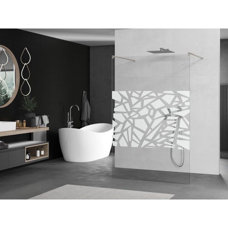 Mexen Kioto sprchová stěna samostatně stojící 130 x 200 cm, bílý vzor 8 mm, kartáčovaný nikl - 800-130-002-97-85