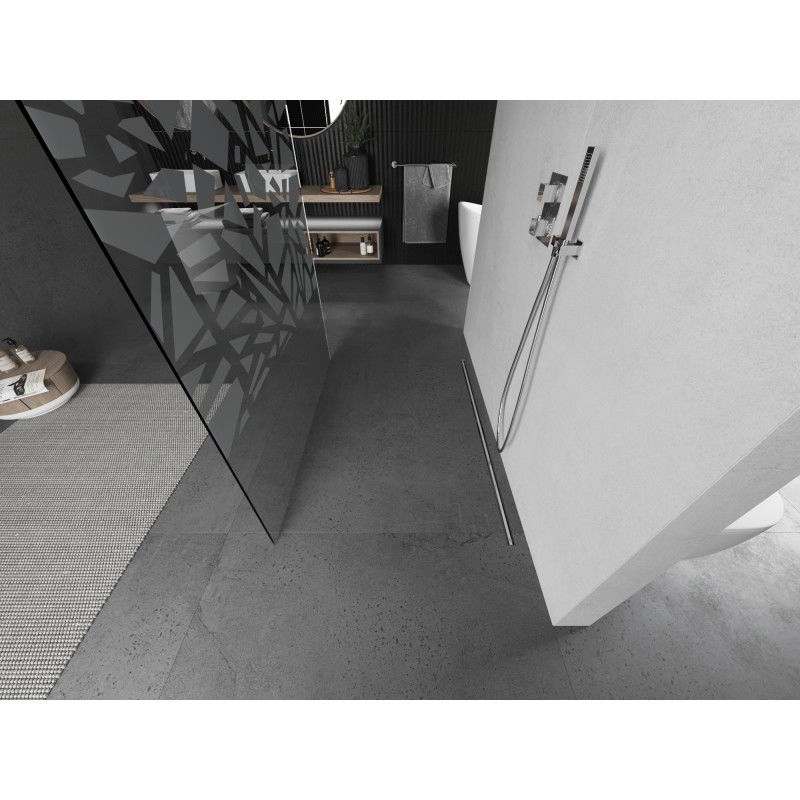 Mexen Kioto sprchová stěna samostatně stojící 130 x 200 cm, bílý vzor 8 mm, kartáčovaný nikl - 800-130-002-97-85