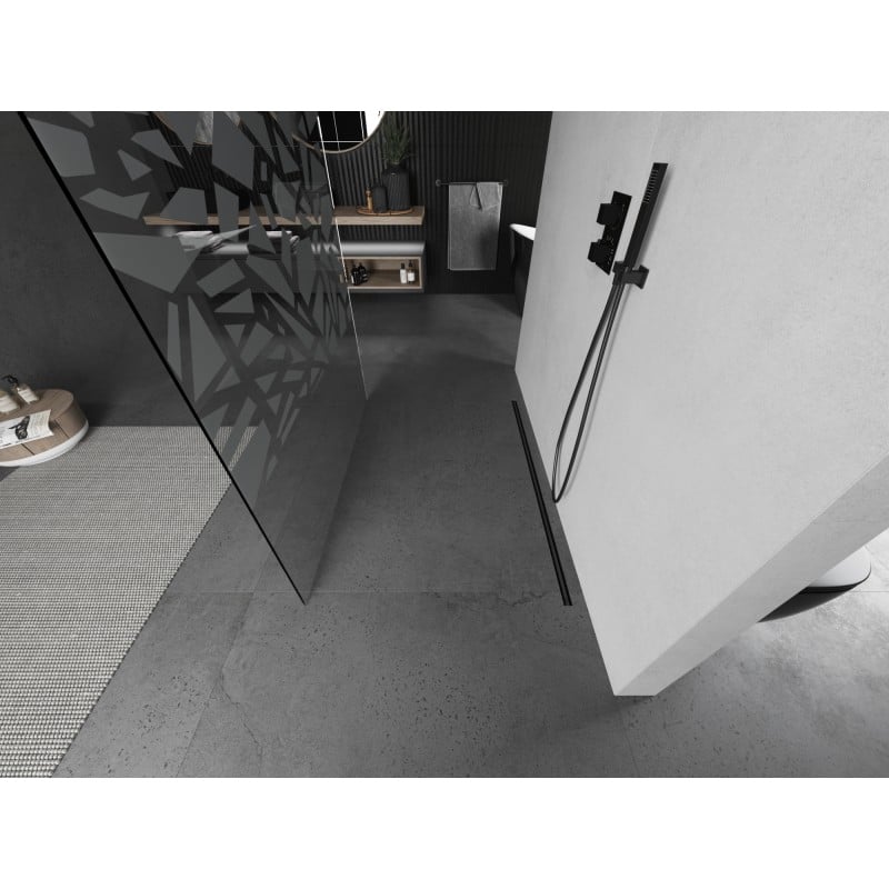 Mexen Kioto samostatně stojící sprchová stěna 140 x 200 cm, bílý vzor 8 mm, gun gray kartáčovaný - 800-140-002-66-85