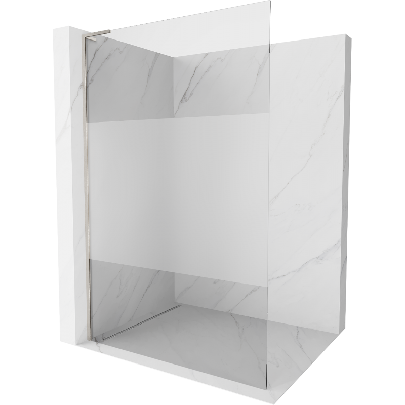 Mexen Kioto L sprchová stěna Walk-in 120 x 200 cm, průhledná/matná, kartáčovaný nikl - 800-120-103-97-35