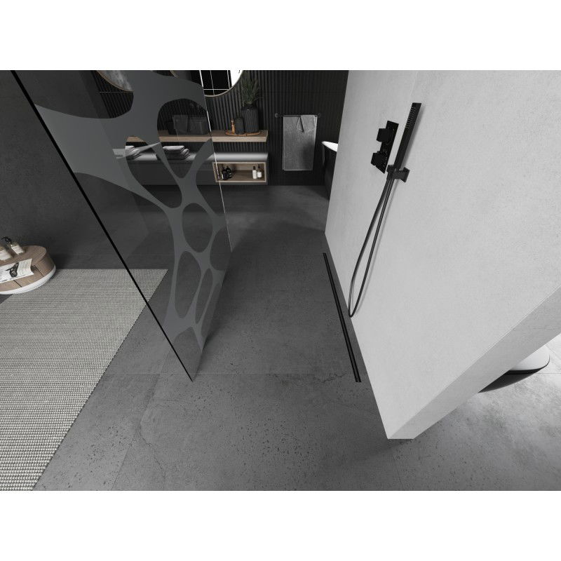 Mexen Kioto samostatně stojící sprchová stěna 130 x 200 cm, bílá vlna 8 mm, kartáčovaný gun gray - 800-130-002-66-97