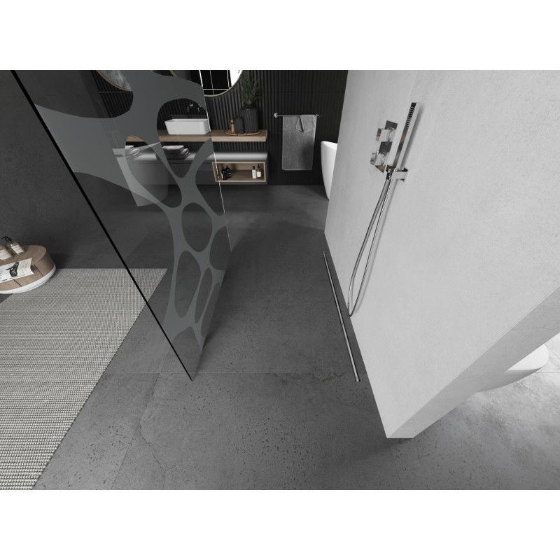 Mexen Kioto volně stojící sprchová stěna 130 x 200 cm, bílá vlna 8 mm, kartáčovaný nikl - 800-130-002-97-97