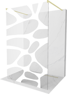 Mexen Kioto volně stojící sprchová stěna 140 x 200 cm, bílá vlna 8 mm, zlatá kartáčovaná - 800-140-002-55-97