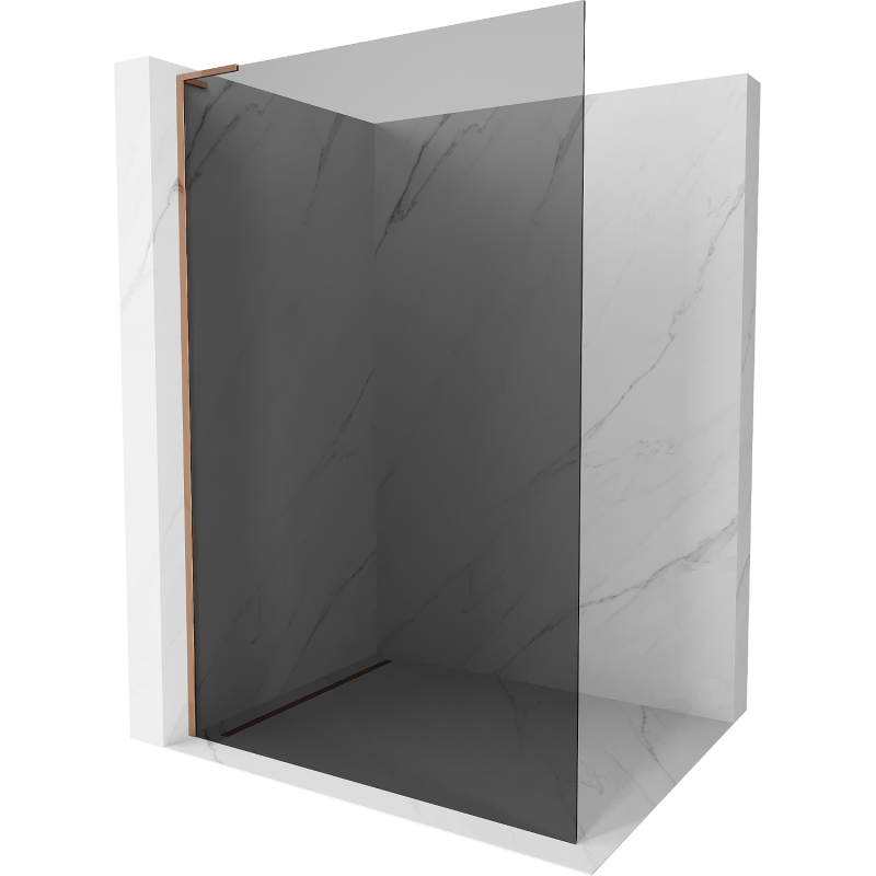 Mexen Kioto L sprchová stěna Walk-in 80 x 200 cm, grafit, růžové zlato - 800-080-103-60-40