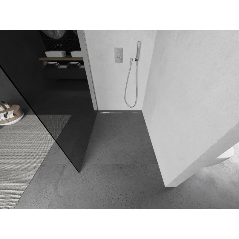 Mexen Kioto L sprchová stěna Walk-in 90 x 200 cm, grafit, kartáčovaný nikl - 800-090-103-97-40