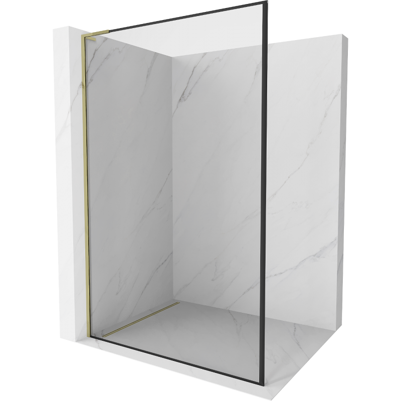 Mexen Kioto L sprchová stěna Walk-in 120 x 200 cm, černý rámeček, zlatá - 800-120-103-50-70
