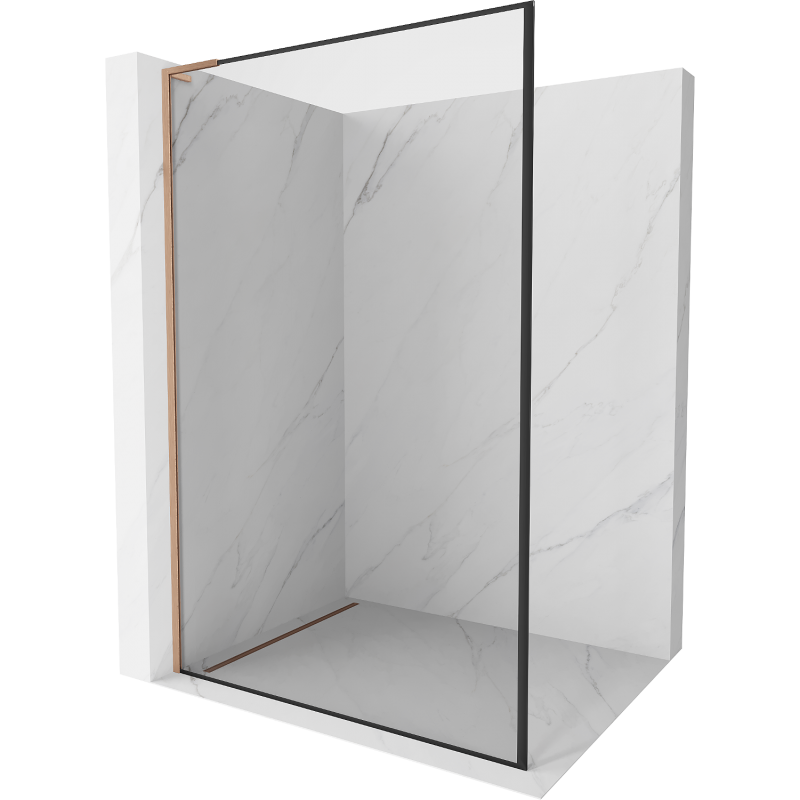 Mexen Kioto L sprchová stěna Walk-in 50 x 200 cm, černý rám, kartáčovaná měď - 800-050-103-65-70