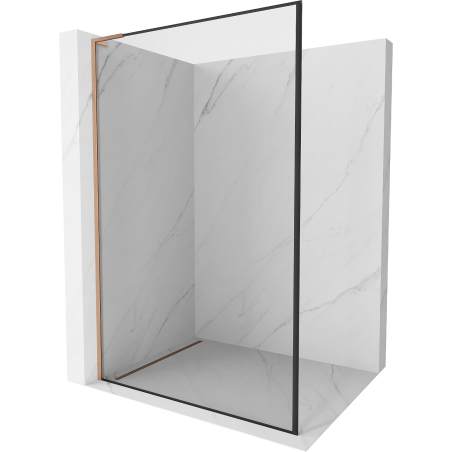 Mexen Kioto L sprchová stěna Walk-in 50 x 200 cm, černý rám, kartáčovaná měď - 800-050-103-65-70