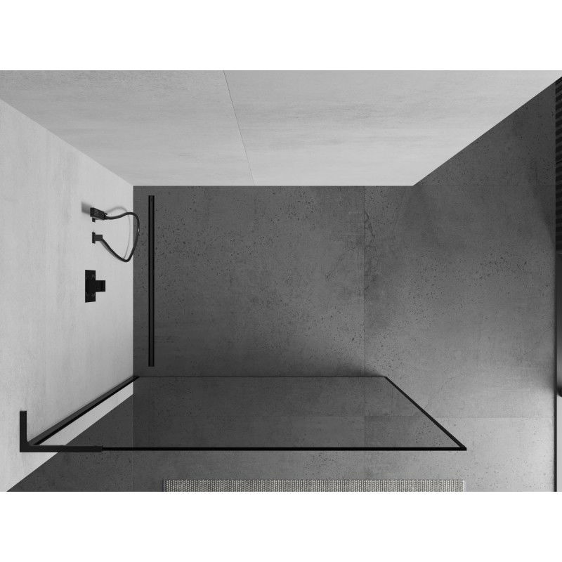 Mexen Kioto L sprchová zástěna Walk-in 100 x 200 cm, černý rámeček, černá - 800-100-103-70-70