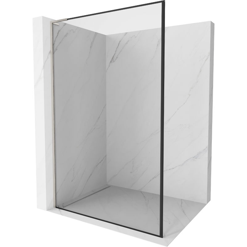 Mexen Kioto L sprchová stěna Walk-in 100 x 200 cm, černý rám, kartáčovaný nikl - 800-100-103-97-70