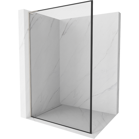 Mexen Kioto L sprchová stěna Walk-in 100 x 200 cm, černý rám, kartáčovaný nikl - 800-100-103-97-70