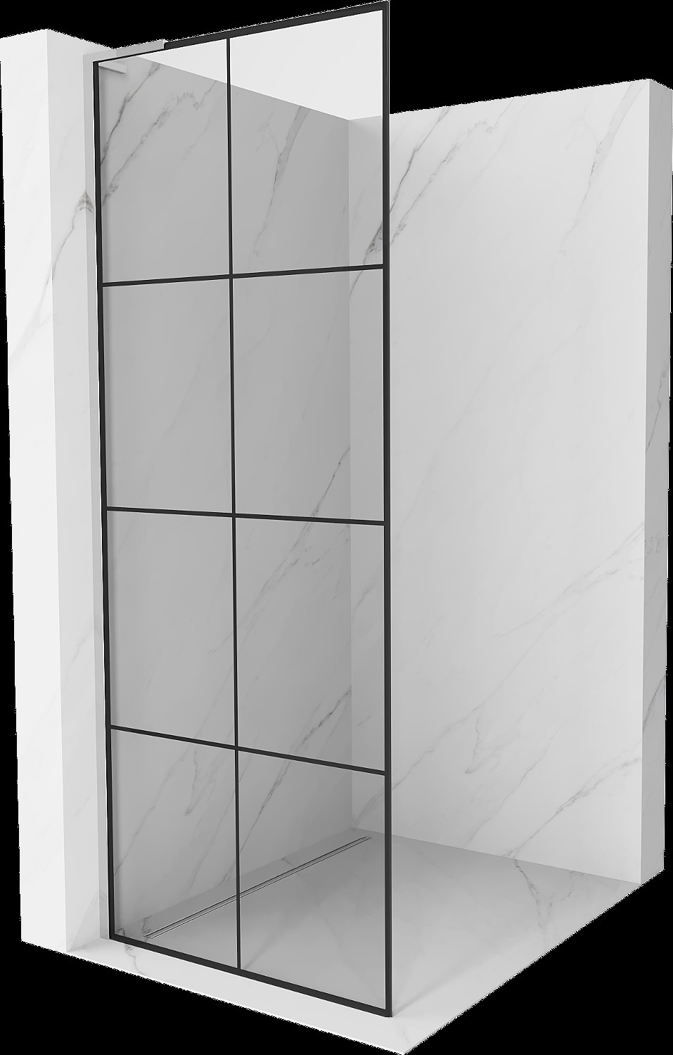 Mexen Kioto L sprchová stěna Walk-in 80 x 200 cm, černý vzor, chrom - 800-080-103-01-77