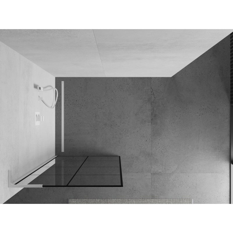 Mexen Kioto L sprchová stěna Walk-in 90 x 200 cm, černá mřížka, bílá - 800-090-103-20-77