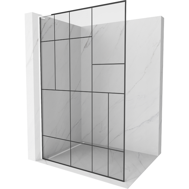 Mexen Kioto L sprchová stěna Walk-in 120 x 200 cm, černý vzor, bílá - 800-120-103-20-78
