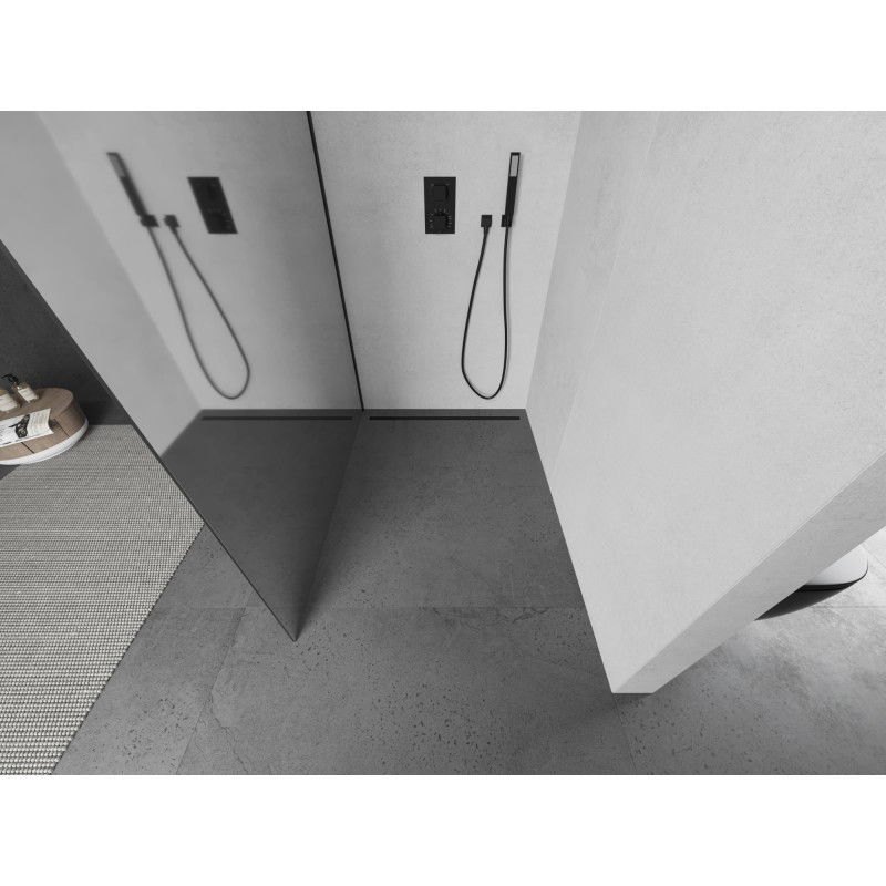 Mexen Kioto L sprchová stěna Walk-in 100 x 200 cm, zrcadlo, černá - 800-100-103-70-50