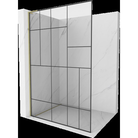 Mexen Kioto L sprchová stěna Walk-in 70 x 200 cm, černý vzor, zlatá - 800-070-103-50-78