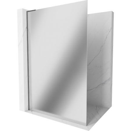 Mexen Kioto L sprchová stěna Walk-in 100 x 200 cm, zrcadlo, gun gray kartáčovaný - 800-100-103-66-50