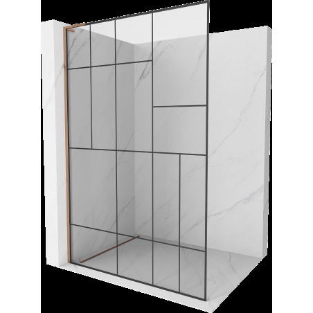 Mexen Kioto L sprchová stěna Walk-in 90 x 200 cm, černý vzor, růžové zlato - 800-090-103-60-78