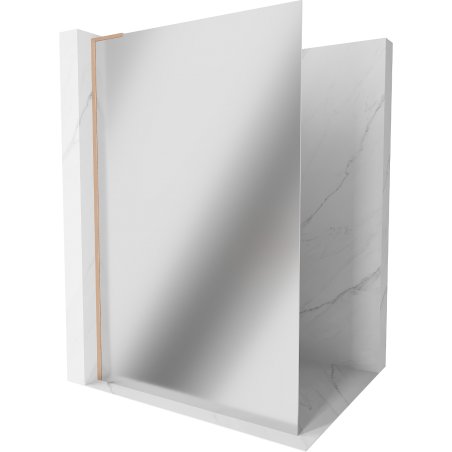 Mexen Kioto L sprchová stěna Walk-in 100 x 200 cm, zrcadlo, kartáčovaná měď - 800-100-103-65-50