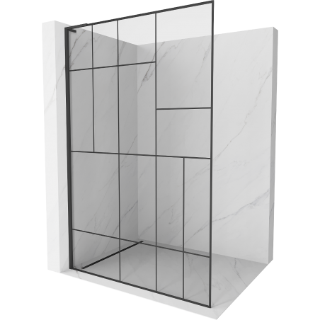 Mexen Kioto L sprchová stěna Walk-in 100 x 200 cm, černý vzor, černá - 800-100-103-70-78