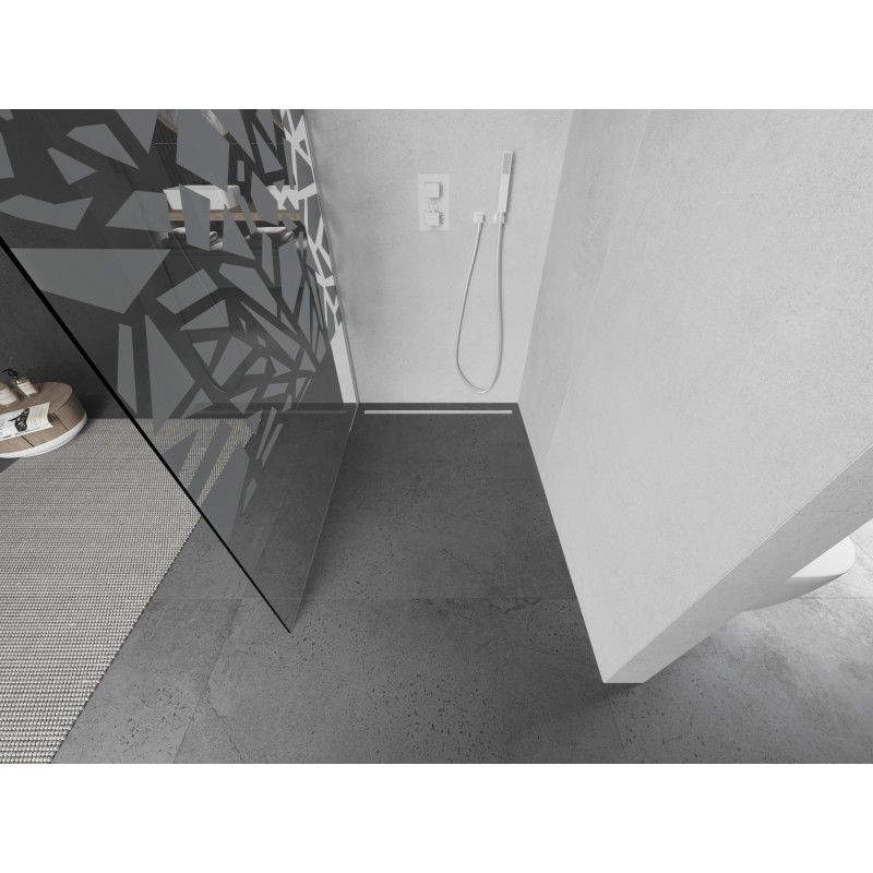 Mexen Kioto L sprchová zástěna Walk-in 90 x 200 cm, bílý vzor, bílá - 800-090-103-20-85