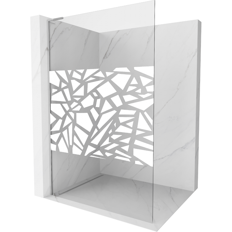 Mexen Kioto L sprchová stěna Walk-in 110 x 200 cm, bílý vzor, chrom - 800-110-103-01-85