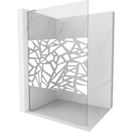 Mexen Kioto L sprchová stěna Walk-in 100 x 200 cm, bílý vzor, chrom - 800-100-103-01-85