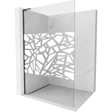 Mexen Kioto L sprchová stěna Walk-in 100 x 200 cm, bílý vzor, černá - 800-100-103-70-85