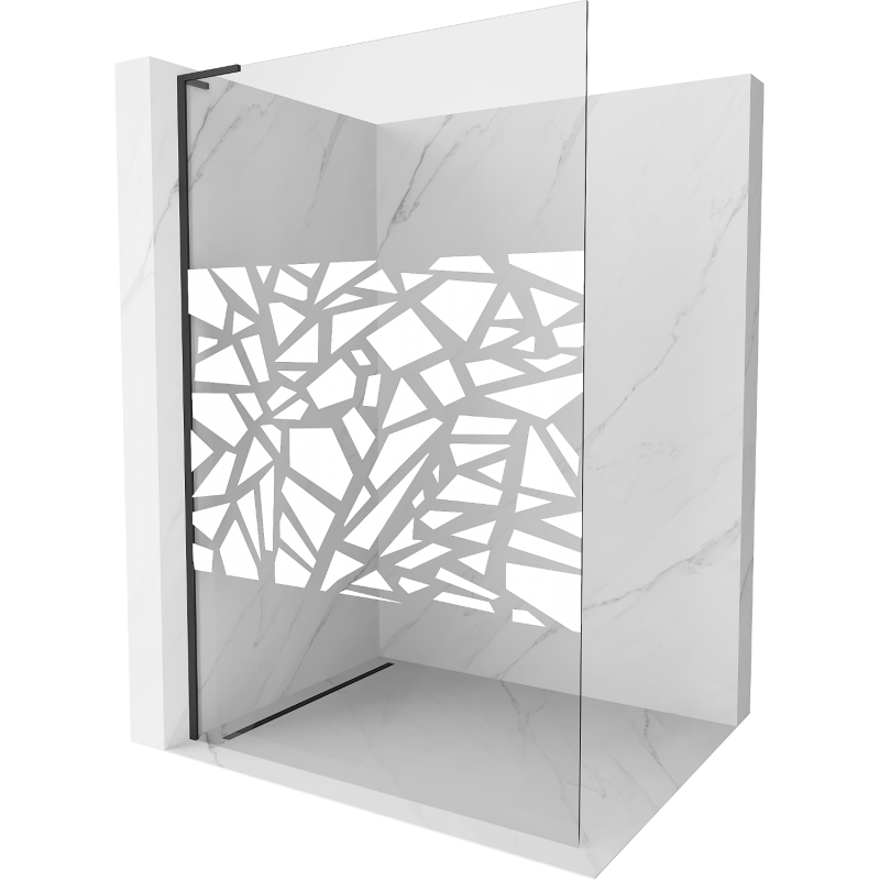 Mexen Kioto L sprchová stěna Walk-in 70 x 200 cm, bílý vzor, černá - 800-070-103-70-85