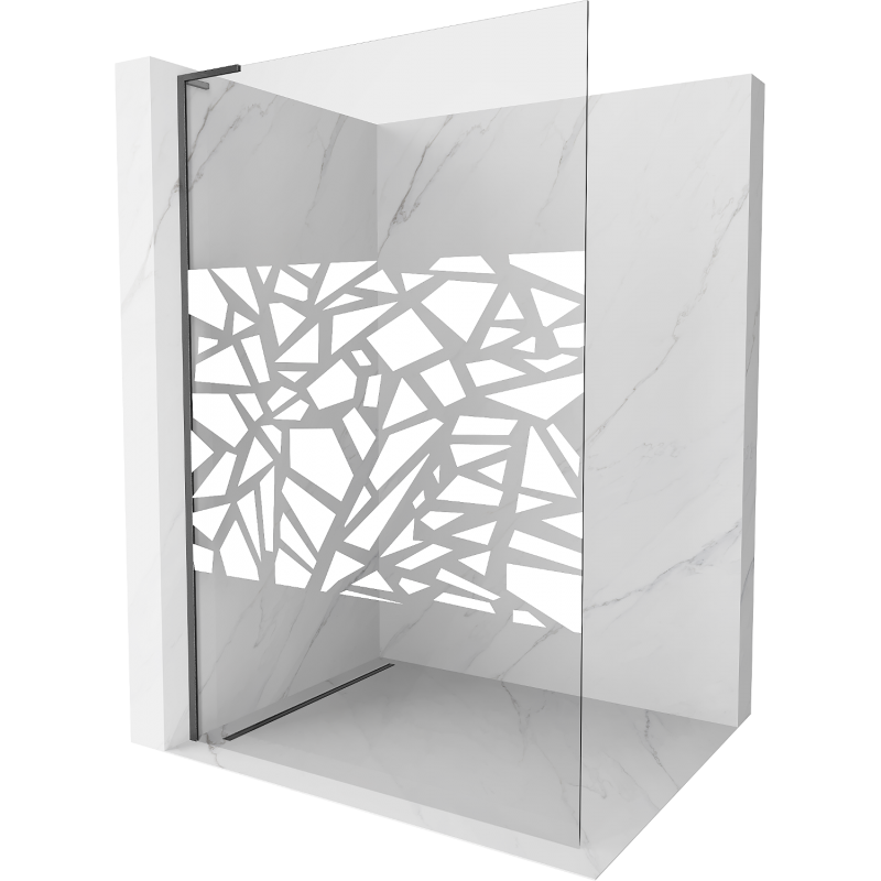 Mexen Kioto L sprchová stěna Walk-in 70 x 200 cm, bílý vzor, gun gray kartáčovaný - 800-070-103-66-85