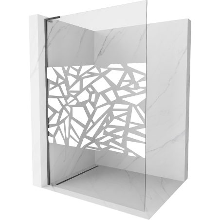 Mexen Kioto L sprchová stěna Walk-in 70 x 200 cm, bílý vzor, gun gray kartáčovaný - 800-070-103-66-85