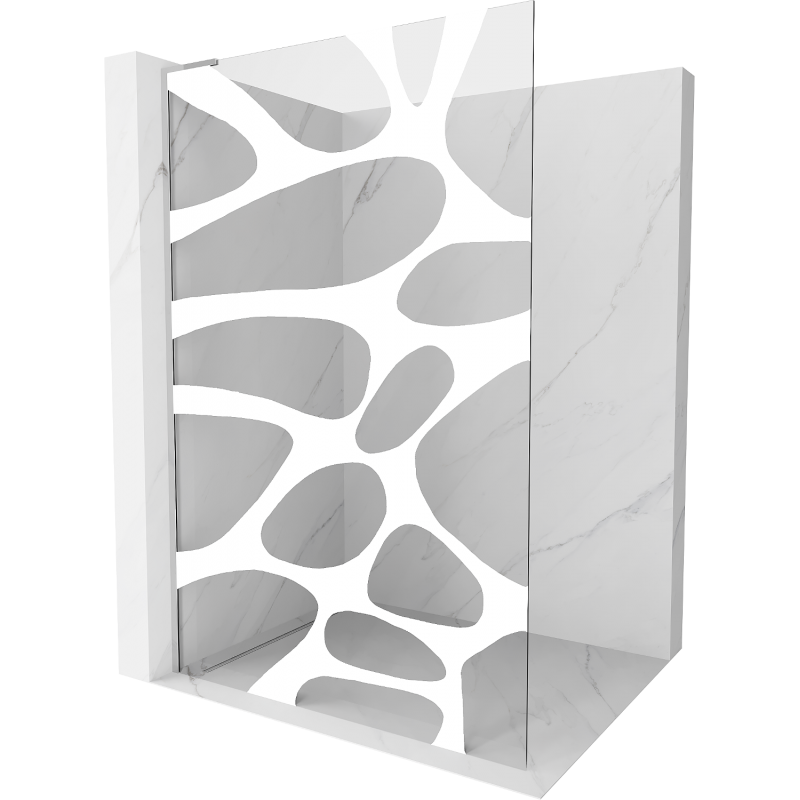 Mexen Kioto L sprchová zástěna Walk-in 100 x 200 cm, bílá vlna, chrom - 800-100-103-01-97