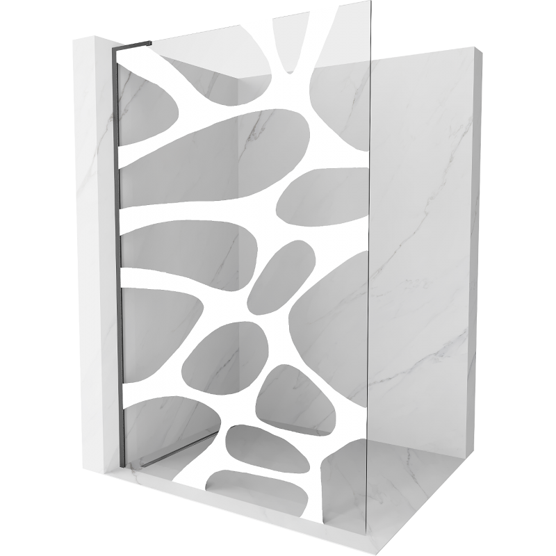 Mexen Kioto L sprchová stěna Walk-in 80 x 200 cm, bílá vlna, gun gray kartáčovaný - 800-080-103-66-97