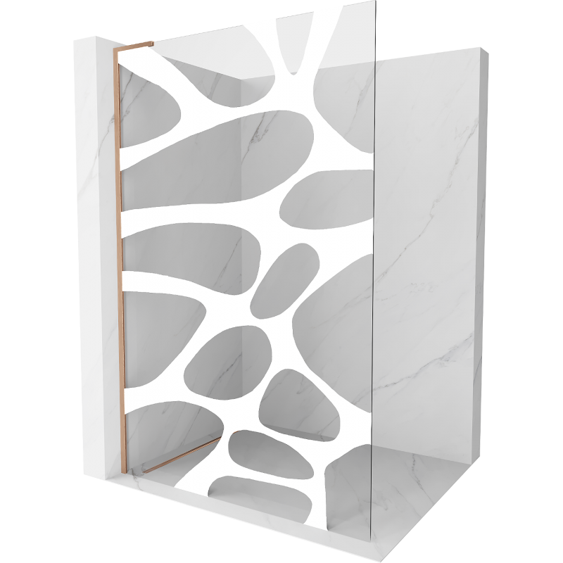 Mexen Kioto L sprchová stěna Walk-in 100 x 200 cm, bílá vlna, kartáčovaná měď - 800-100-103-65-97